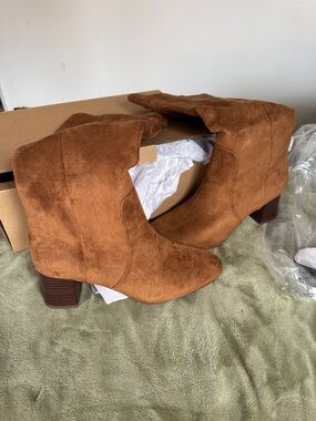 J. Crew Cognac Suede Mid-Height Booties